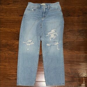 Madewell Baggy Straight Jeans Light Blue Distressed Jeans